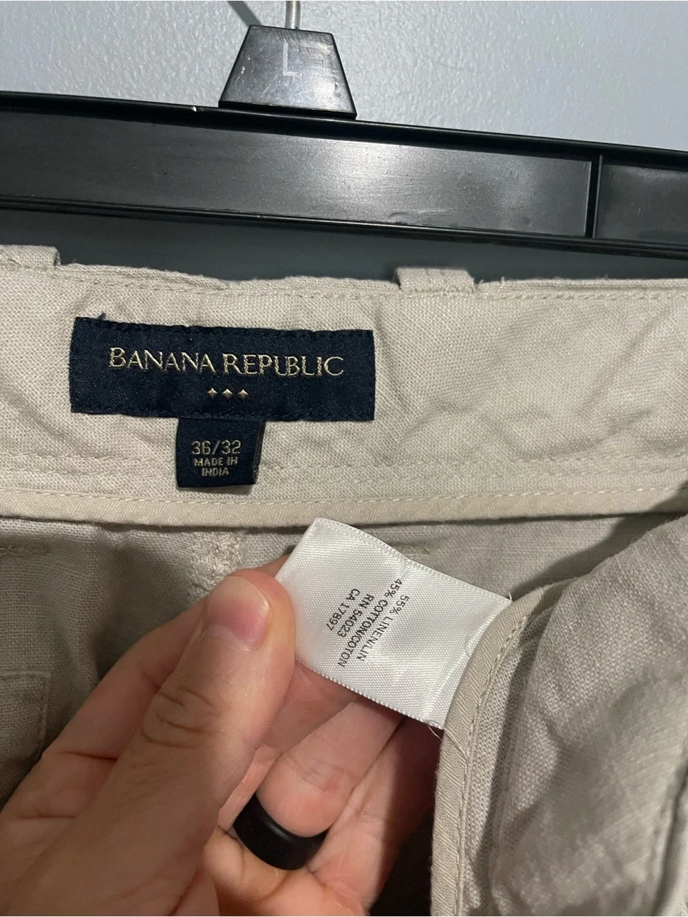 Banana Republic Beige Linen Blend Pants Straight Flat Front Mid Rise 36x32